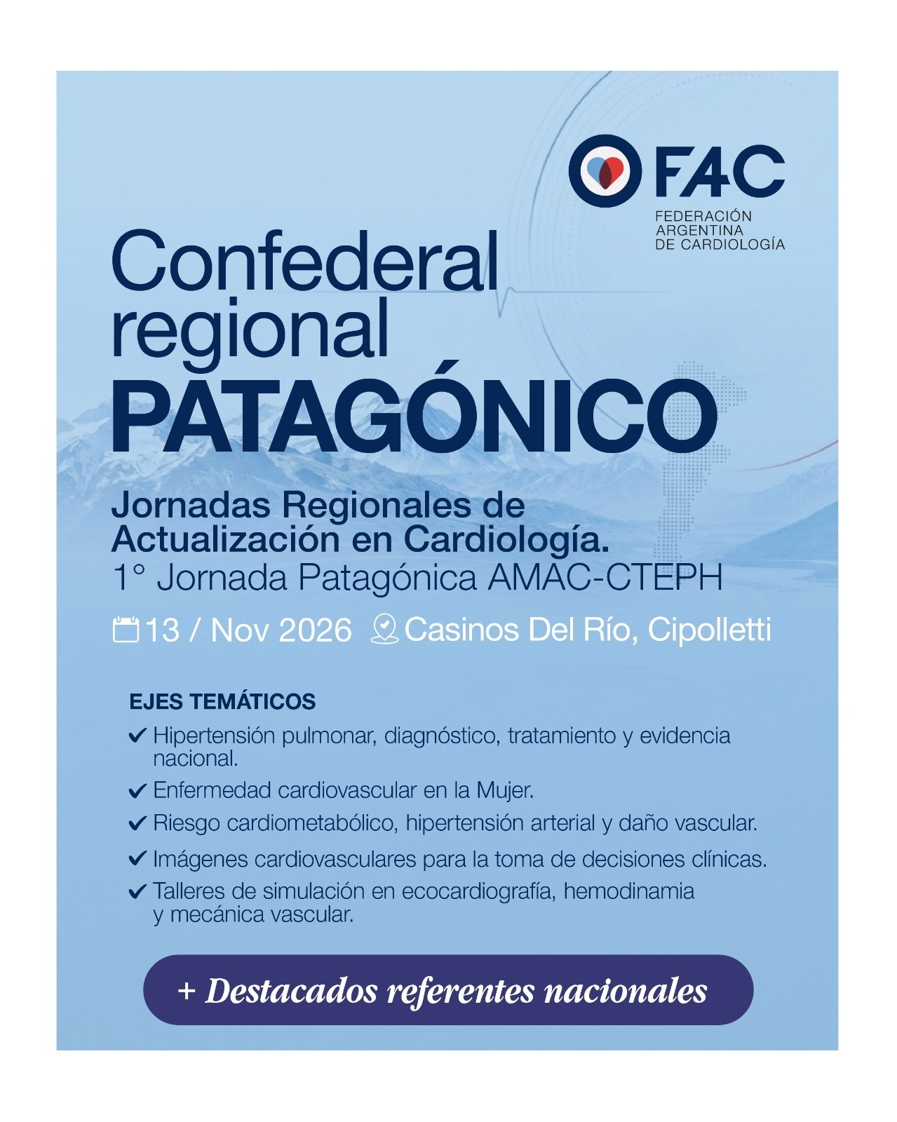 Flyer de las Jornadas Regionales de Actualización en Cardiología