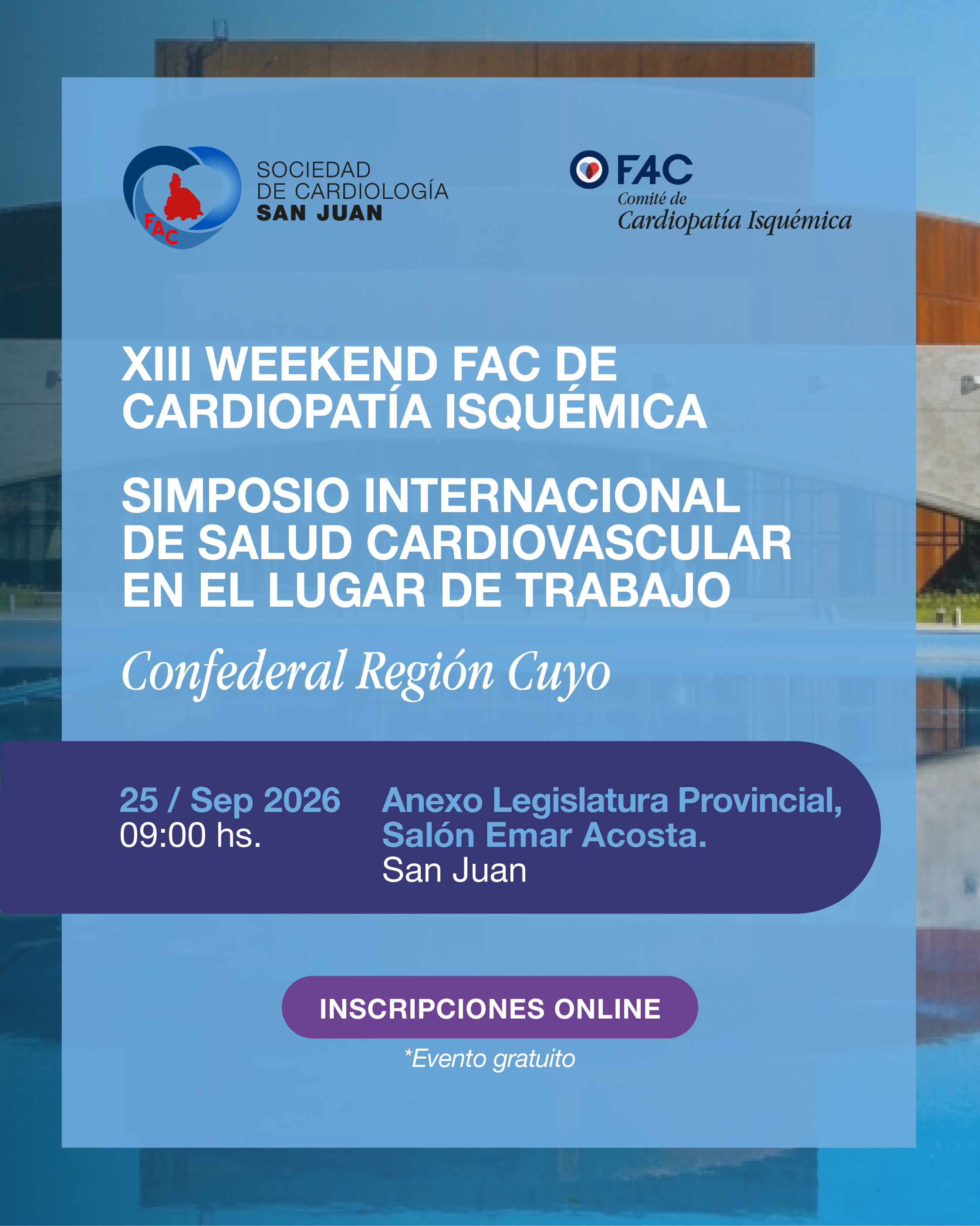 Flyer del XIII Weekend FAC de Cardiopatía Isquémica 2026